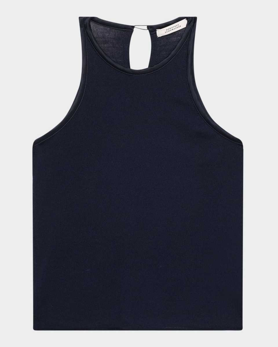 Refined Essentials I Satin-Trim Rib Knit Top